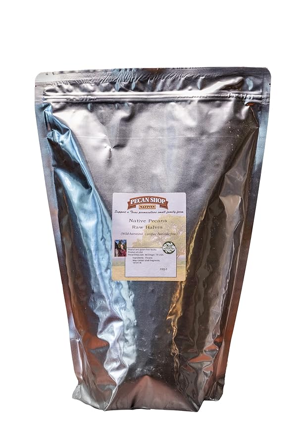 Pecan Shop Raw Unpasteurized Shelled Texas Native Pecans, Wild-Harvested and Tested Pesticide-Free