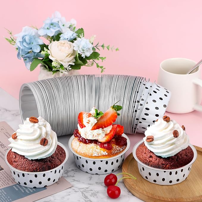 Beasea 8oz Aluminum Ramekins 100 Pack, 3.9" Disposable Baking Foil Cups Mini Ramekin Cup Cupcake