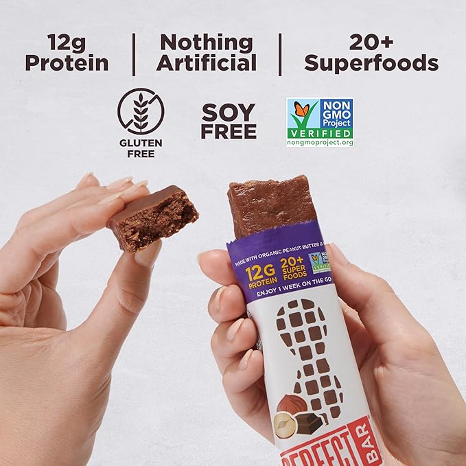 Perfect Bar Original Refrigerated Protein Bar, Chocolate Hazelnut Crisp, 2.3 Ounce Bars, 8 Count
