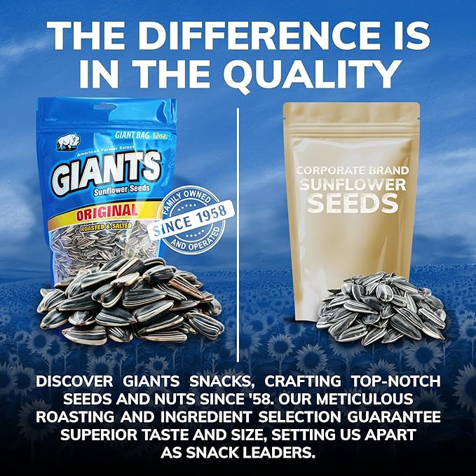 GIANTS Original Sunflower Seeds - Sunflower Seeds to Eat, Sunflower Seeds Bulk, Lightly Salted for