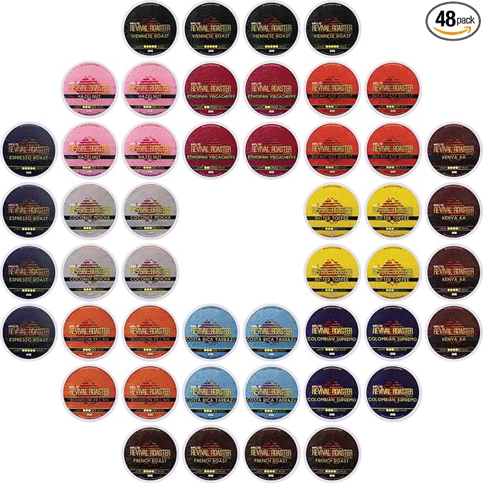 InfuSio Coffee Pods Variety Pack – 48 Count, 12 Crafted Medium & Dark Roast Blends and