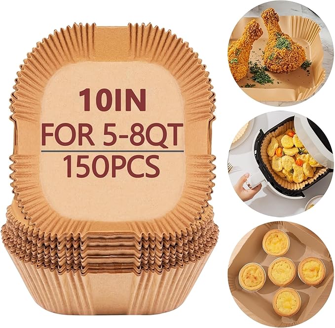 150 Pack 10 Inch Air Fryer Liners, Parchment Paper Sheets for Air Fryer Basket, Non-Stick