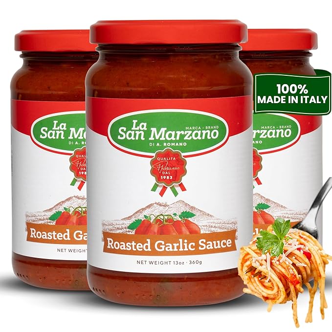 La San Marzano Roasted Garlic Sauce, 13 oz, Pasta Sauce Made in Italy, All Purpose Tomato Premium