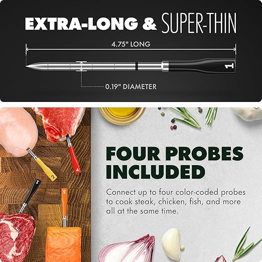 CHEF iQ Sense [2025 Model] | Smart Wireless Meat Thermometer | 4 Ultra-Thin Probes | WiFi Unlimited