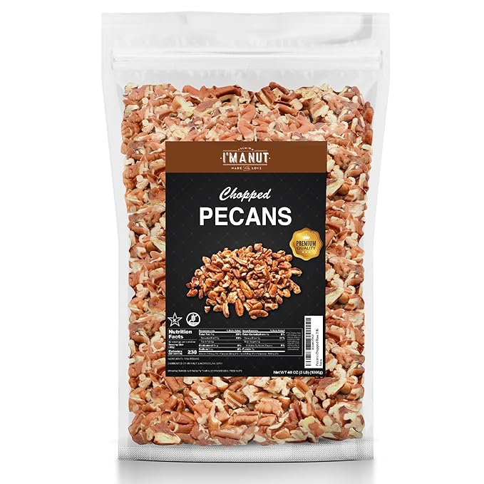 Premium Raw Chopped Pecans 48 oz (3 lb) | American-Grown, Non-GMO | Batch Tested Gluten & Peanut