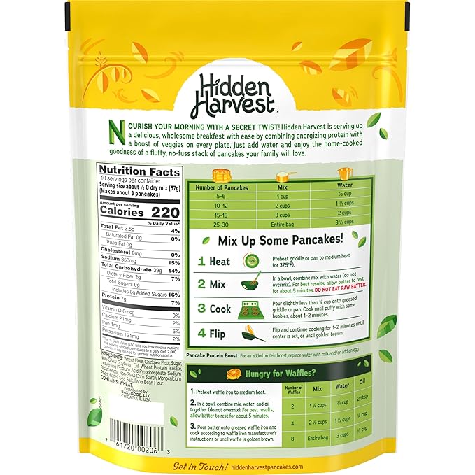 Hidden Harvest Original Pancake & Waffle Mixes: Non-GMO Project Verified, Made with Hidden Veggies
