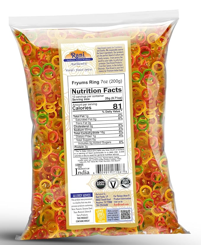 Rani Far Far / Fryums (Wheat & Tapioca Pellet) Ring Shape 7oz (200g) ~ Vegan, Kosher, Uncooked