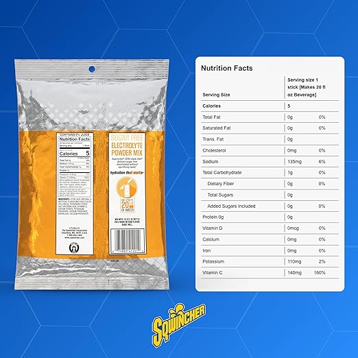 Sqwincher Zero Qwik Stik, Orange, Sugar Free, Low Calorie, Low Sodium Electrolyte Powder Hydration