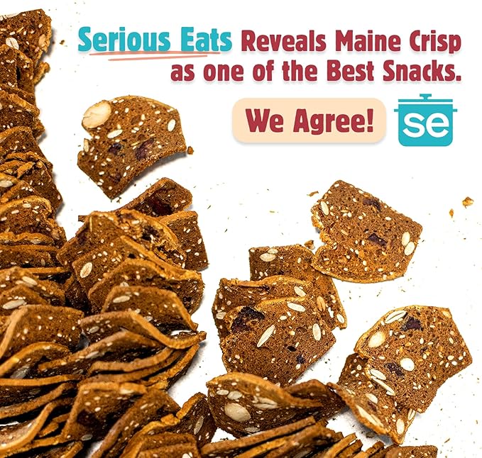 Maine Crisp Cranberry Almond Crisps, 4 Pack - Snack Crackers, Grain Free, Non-Gmo - Sweet & Savory