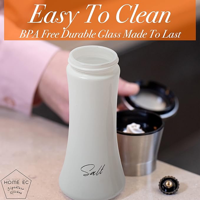 HOME EC Stainless Steel Salt and Pepper Grinder Set of 2 - Adjustable Ceramic Sea Salt Grinder &