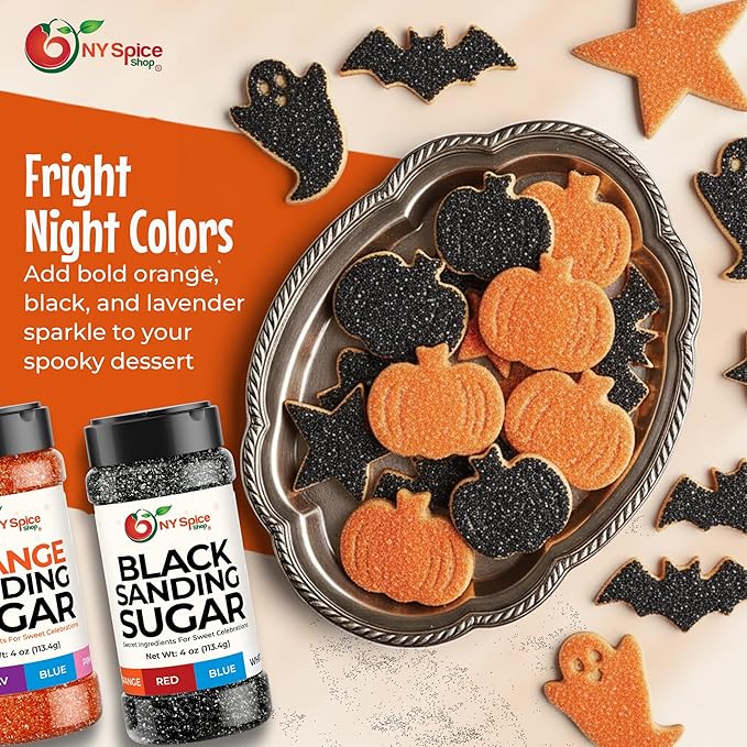NY Spice Shop Orange-Black-Lavender Sanding Sugar - Sweet Colorful Edible Sprinkles for Candy