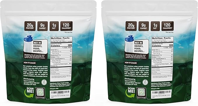 Opportuniteas Grass Fed Chocolate Whey Protein Isolate Powder - 20g Protein Powder Without