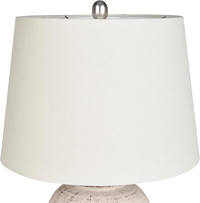 Nourison Home 23" Distressed Cream/Beige Rustic Ceramic Jar Table Lamp for Bedroom, Living Room