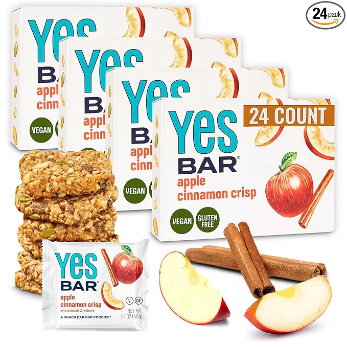 The YES Bar ??Apple Cinnamon Crisp ??Plant Based Protein, Decadent Snack Bar ??Vegan, Paleo, Gluten