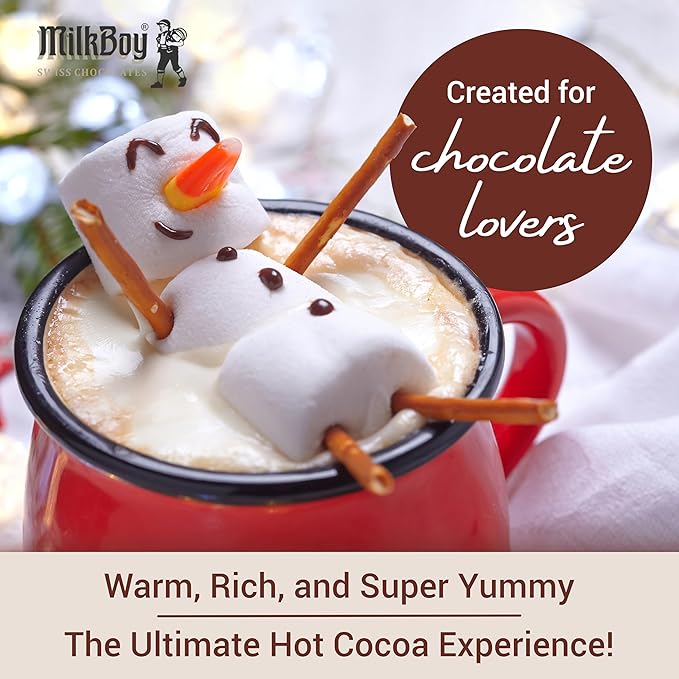 MilkBoy Gluten Free Hot Chocolate Mix for Cold or Hot Cocoa - Kosher, Vegan, Gourmet Swiss