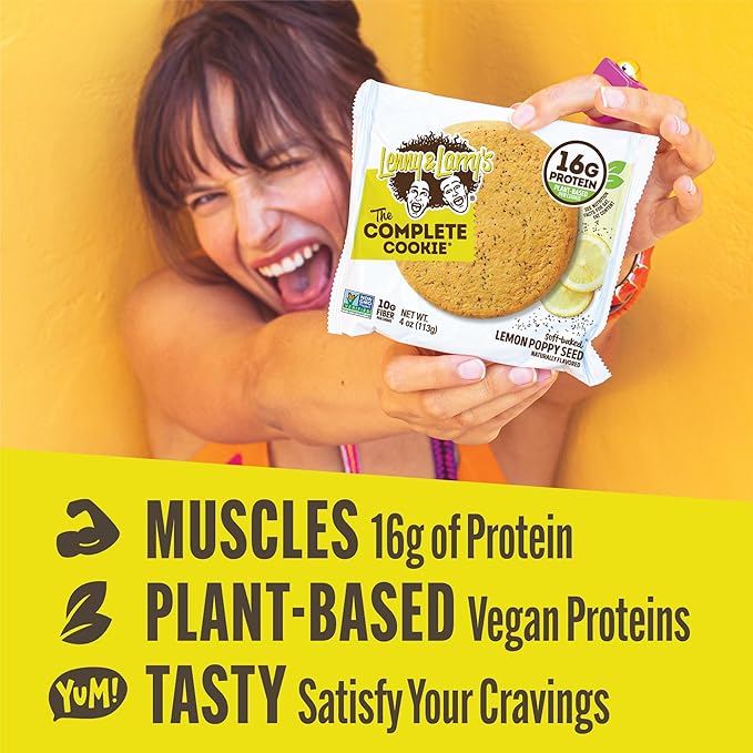 Lenny & Larry's The Complete Cookie, Lemon Poppy Seed, Soft Baked, 16g Plant Protein, Vegan