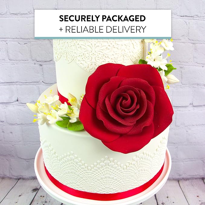 Global Sugar Art Rose Sugar Cake Flowers Jumbo 5 inch Deep Red, 1 Count by Chef Alan Tetreault