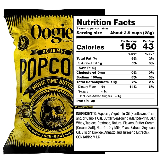 Oogie's Gourmet Popcorn| 16 Pack | Variety Flavor Pack | Gluten Free Popcorn Snacks | 1oz