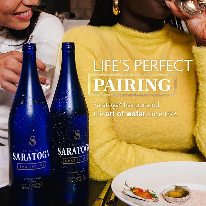 Saratoga Sparkling Water Bottles, 6-Pack - Carbonated Spring Bottled Water with Naturally Occurring