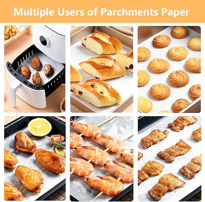 50Pcs 8x8 in Parchment Paper Sheets, White Parchment Paper for Baking, Square Baking Paper Sheets