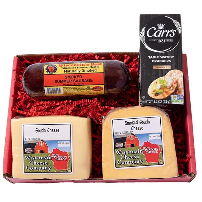 Wisconsin Cheese Company - Large Smoked Gouda Gift Box - 100% Wisconsin Original Gouda Cheese
