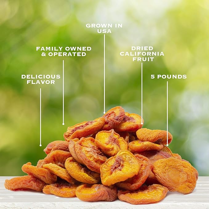 Traina Home Grown California Extra Fancy Sun Dried Peach Halves - Healthy, No Sugar Added, Non GMO