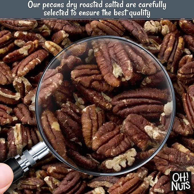 Oh! Nuts Pecans Dry Roasted Salted - All Natural Salted Pecans Halves - 2 lb Bulk Bag - Oil-Free