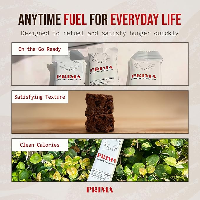 PRIMA ANCESTRAL PROTEIN BAR Grass Fed Protein Bars, 7 Pack ??Animal-Based Protein Bar with Beef
