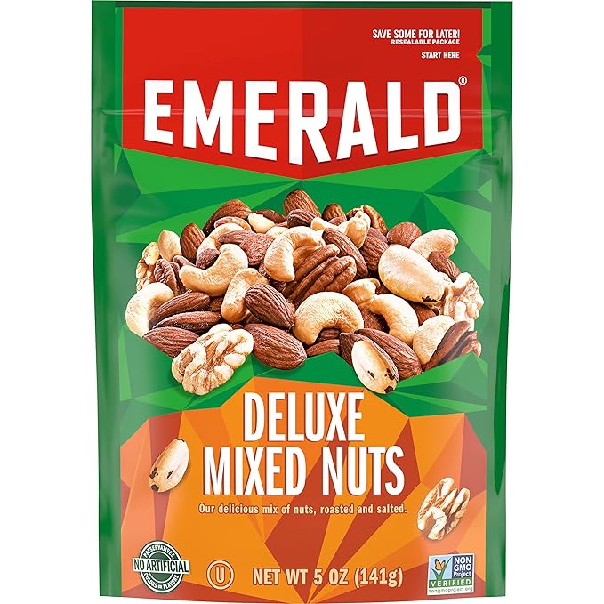 Emerald Nuts Deluxe Mixed Nuts (1-Pack), Features Roasted and Salted Nuts, Including Almonds