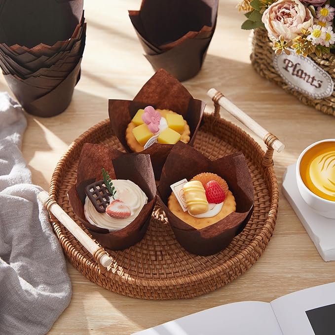 300 Pcs Jumbo Muffin Liners for Baking 2-1/4" x 4" Large Tulip Cupcake Liners Greaseproof Cupcake