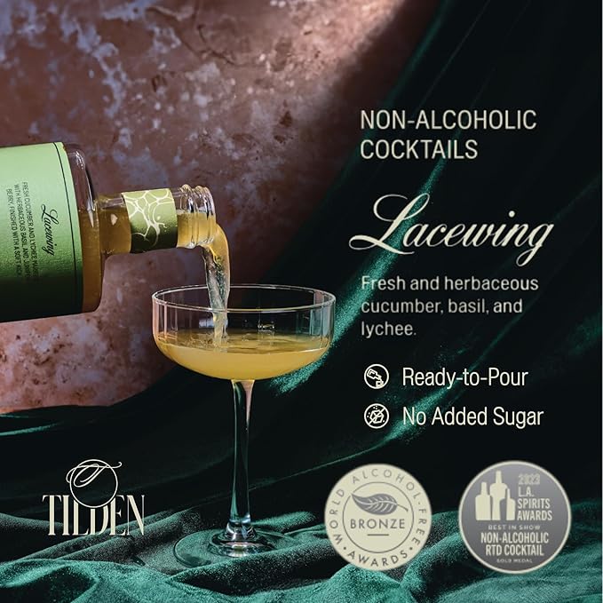 Tilden Cocktails Lacewing,Multi Award Winning Non-Alcoholic Cocktail, Vegan and No Sugar Added