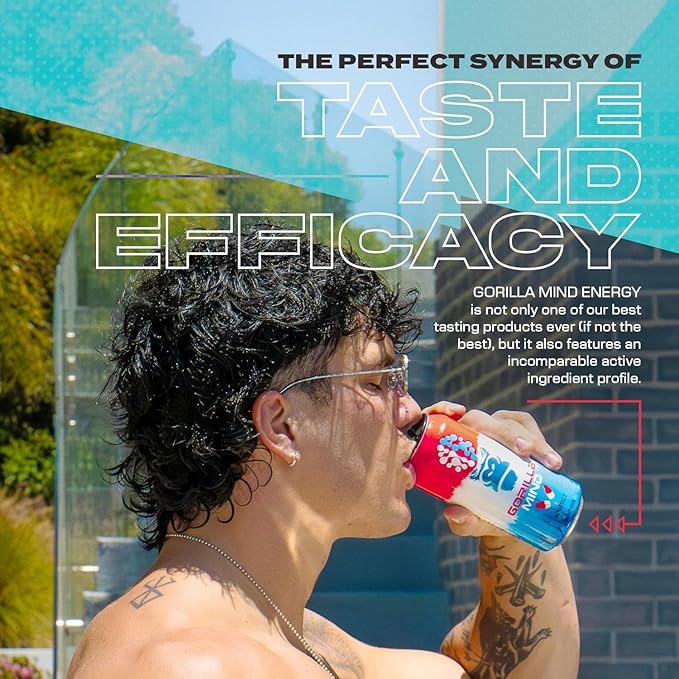 Gorilla Mind Energy Drink | Unmatched Energy · Amplified Focus | N-Acetyl-L-Tyrosine, Alpha-GPC