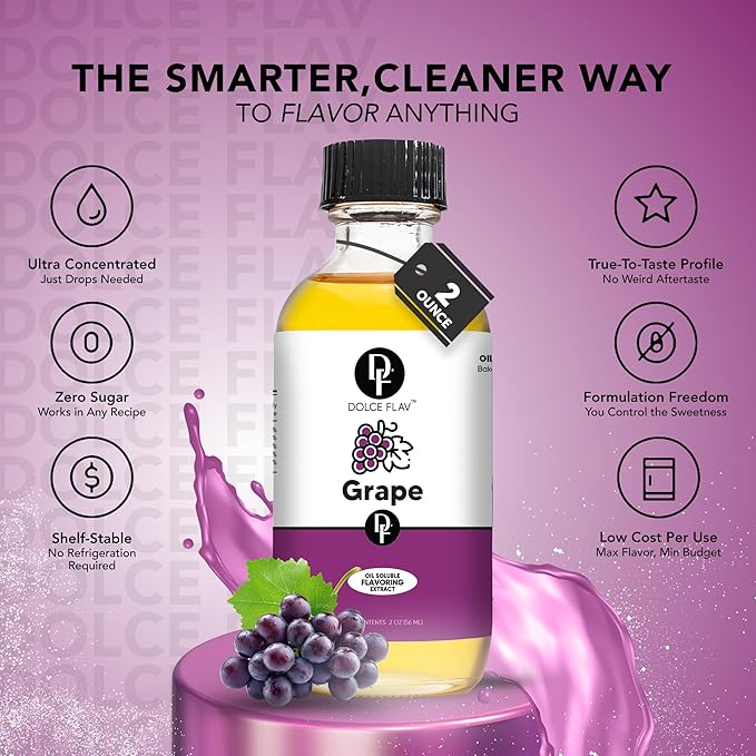 Dolce Flav Grape Extract ??2 Ounce Oil-Soluble Kosher, Sugar-Free, Concentrated Fruit Flavor for