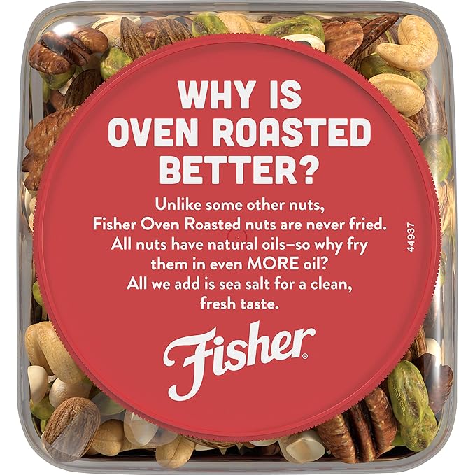 Fisher Oven Roasted Never Fried Mixed Nuts with Peanuts, 24 Ounces (Pack of 2), Peanuts, Almonds