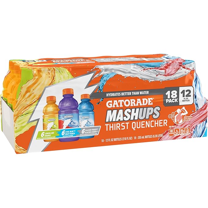 Gatorade Thirst Quencher, Mashups Variety Pack, Cool Blue-Fruit Punch, Lemon-Lime-Orange, Glacier
