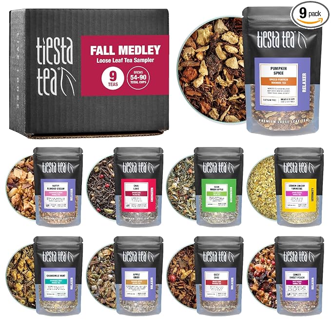 Tiesta Tea - Fall Medley Tea Sampler Dry Flight Set, Loose Leaf, No Caffeine, Makes Hot & Iced