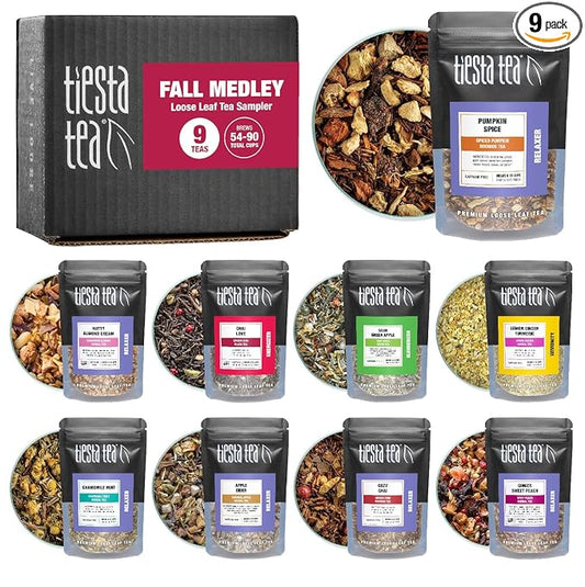 Tiesta Tea - Fall Medley Tea Sampler Dry Flight Set, Loose Leaf, No Caffeine, Makes Hot & Iced