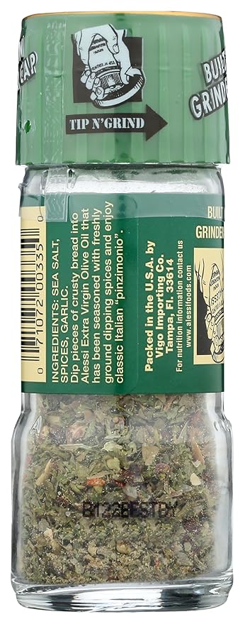 Alessi Herb & Seasoning Grinder, Dipping Spices for Olive Oil, Tip n' Grind (Garlic, 0.76 Ounce