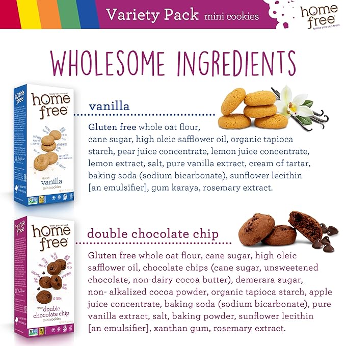 Homefree Treats — Vegan Cookies Variety Pack – Allergy Safe School Snacks – Peanut Free, Gluten
