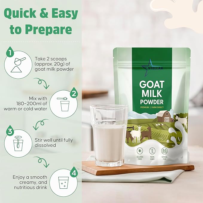 Stellar Goat Milk Powder – 2 lb | Grass-Fed from Australia | Easy to Digest, High in Protein
