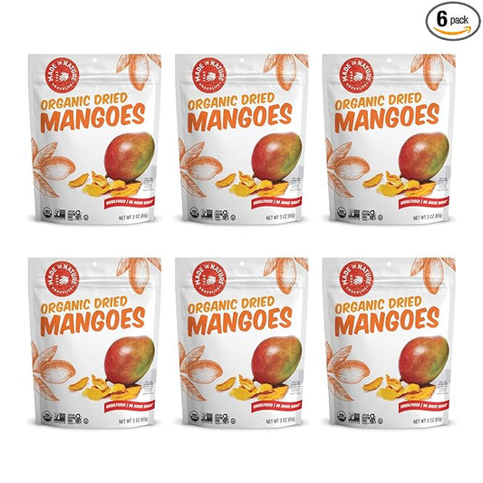 Made In Nature Organic Dried Mangoes, 3 Ounce (Pack of 6) ??Vegan Snack, Non-GMO, Unsulfured