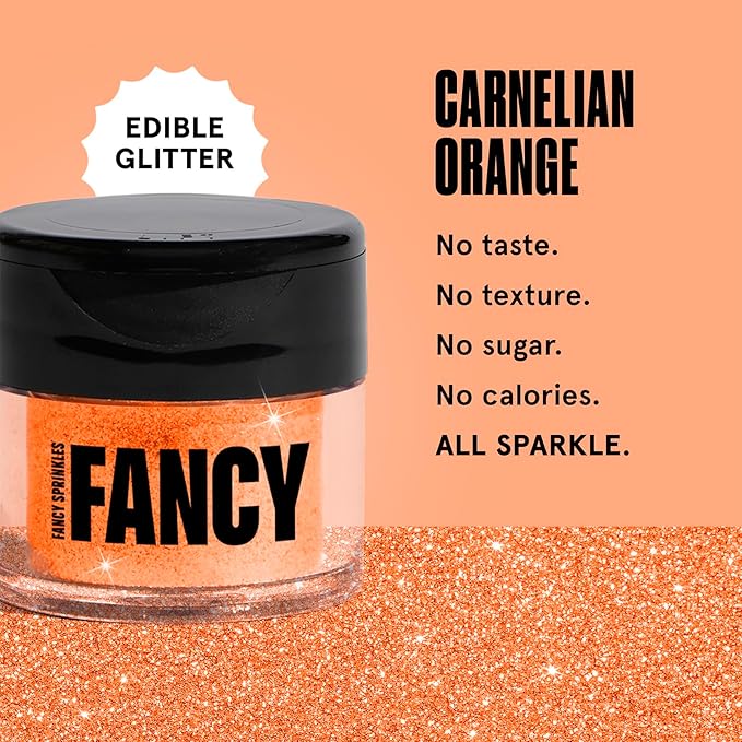 Fancy Sprinkles Limited Edition Halloween Carnelian Orange Premium Edible Glitter, 100% Edible