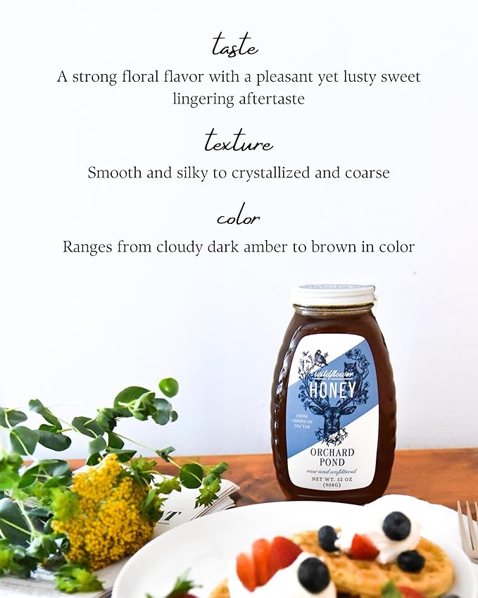 Orchard Pond Raw Wildflower Honey - Pure & Unfiltered, Locally Sourced with Diverse Floral Flavors