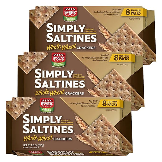 Only Kosher Candy Simply Saltines Whole Wheat Crackers, Crunchy Oven Baked Kosher Parve Non-GMO, No