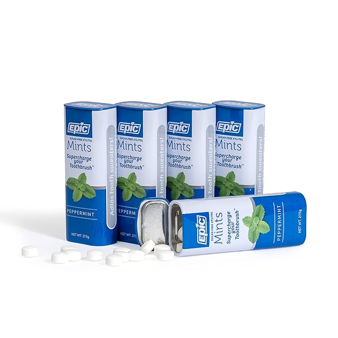 Epic 100% Xylitol Mints - Aspartame Free, Sugar Free - Peppermint Flavored Mints, 55 Pieces (Pack