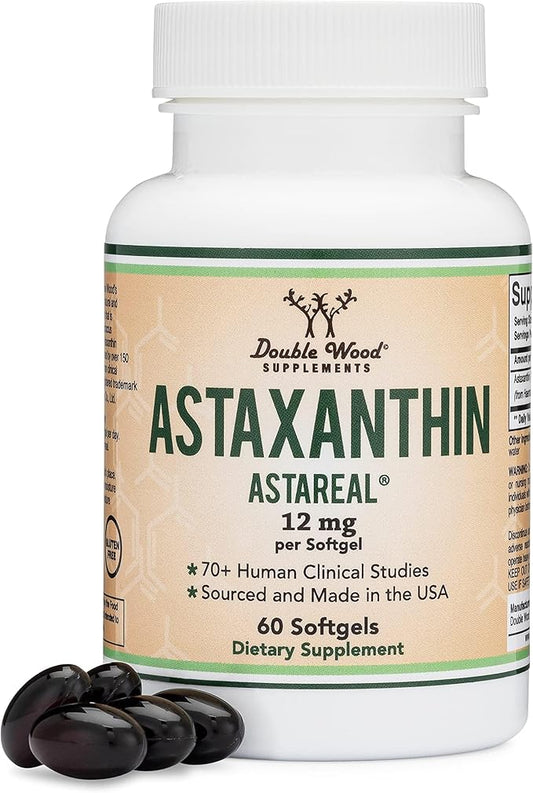 Astaxanthin 12mg Max Strength (Only Patented Astaxanthin (Astrareal) with 70+ Human Clinical Trials