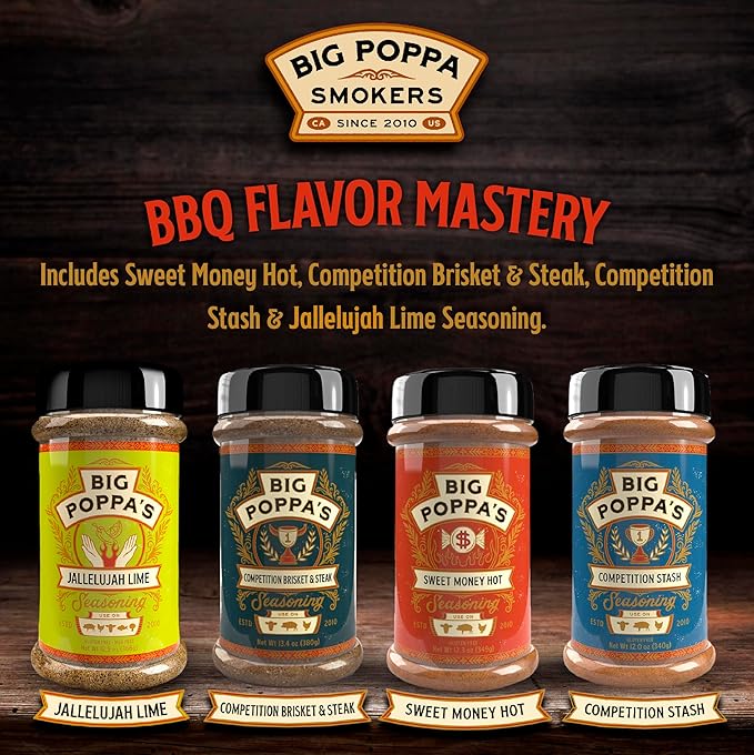 Big Poppa's Sweet Heat Flavor Bundle (4-Pack) - Featuring Sweet Money Hot, Competition Brisket &