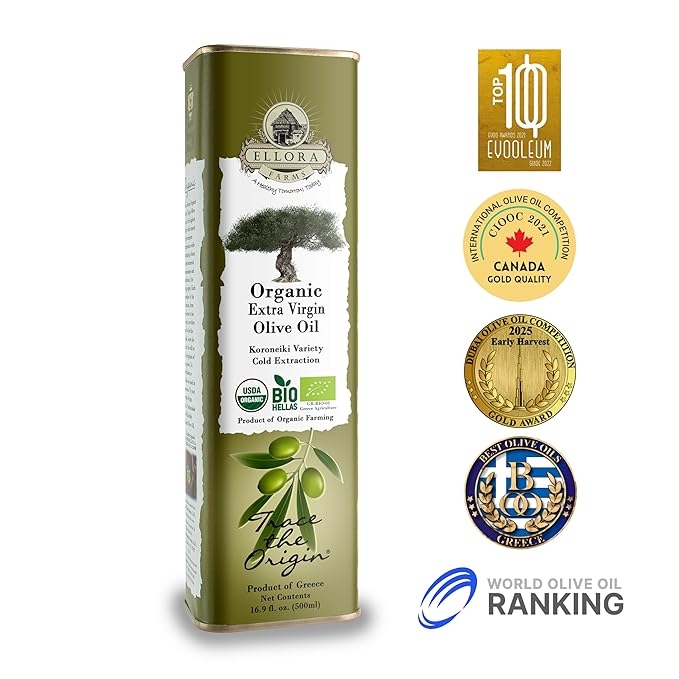 Ellora Farms, Extra Virgin Olive Oil, Organic Cold Press, Traceable Single Origin Olive Oil