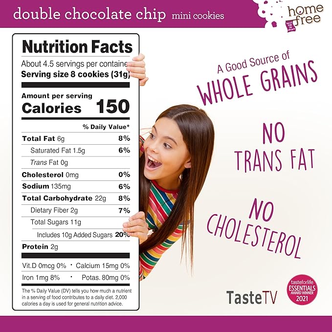 Homefree Mini Double Chocolate Chip Cookie Box, Gluten Free, Nut Free, Vegan, School Safe and