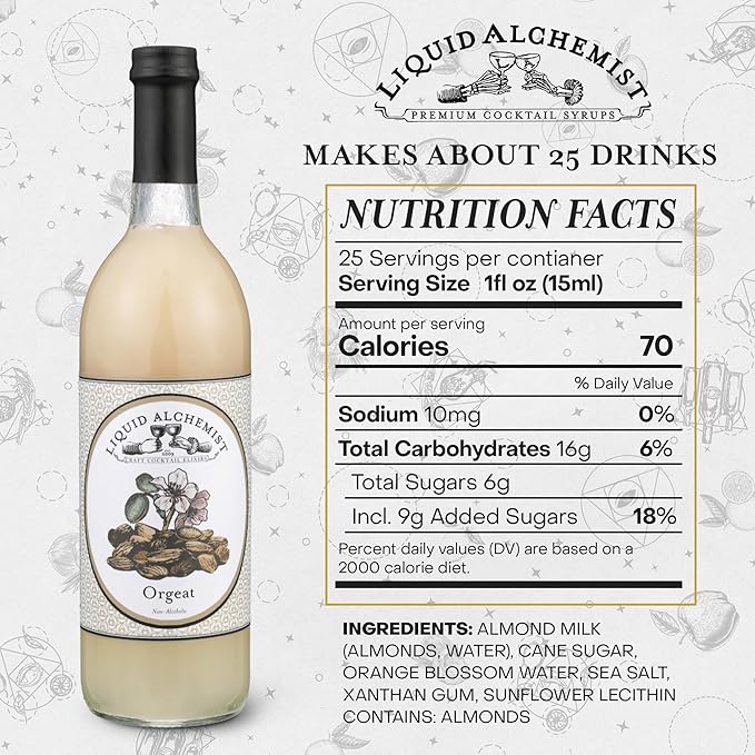 Liquid Alchemist Orgeat Syrup for Cocktails - Real Ingredients Make Our Almond Syrup the Perfect